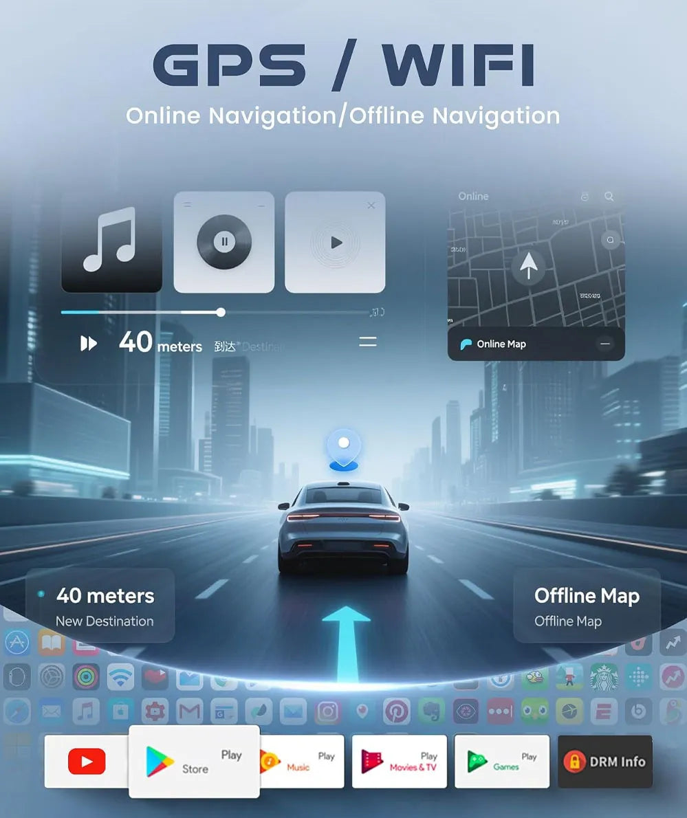 Android car radio featuring built-in GPS module and Wi-Fi for online and offline map navigation in Mercedes Benz