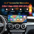 12.3 inch Android touchscreen car stereo installed in Mercedes Benz C Class W205 dashboard displaying CarPlay menu