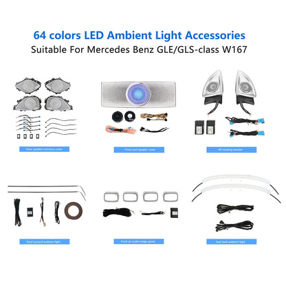 LED Ambient Light Full Set for Mercedes W167 X167 GLE/GLS 2020-2025 | Rotary Tweeters &amp; Luminous Vents