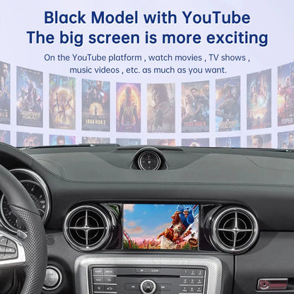 Watching YouTube movies and TV shows on the upgraded Mercedes Benz big dashboard screen with the smart video interface.