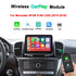Wireless CarPlay and Android Auto module for Mercedes W166, X166, and C292 models from 2015 to 2019, showing smart screen integration.