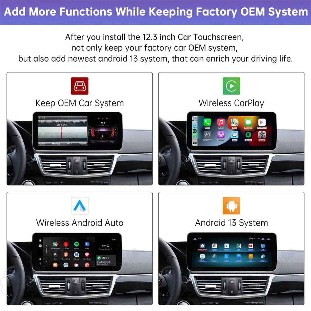 Original CANBUS protocol compatibility for Mercedes E Class: steering wheel controls, OEM speaker output, backup camera, and iDrive knob