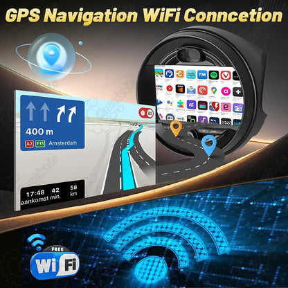 Mini Cooper Android head unit with built-in GPS navigation and WiFi connection features