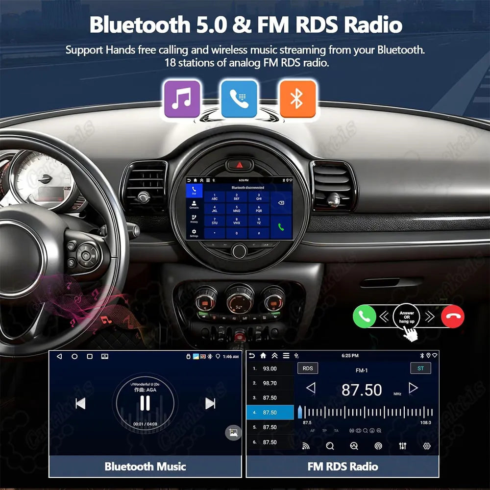 Steering wheel controls functionality for BMW Mini Cooper Android car stereo head unit.