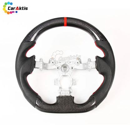 Flat-bottom carbon fiber steering wheel for Nissan GT-R R35 with a red 12 o&