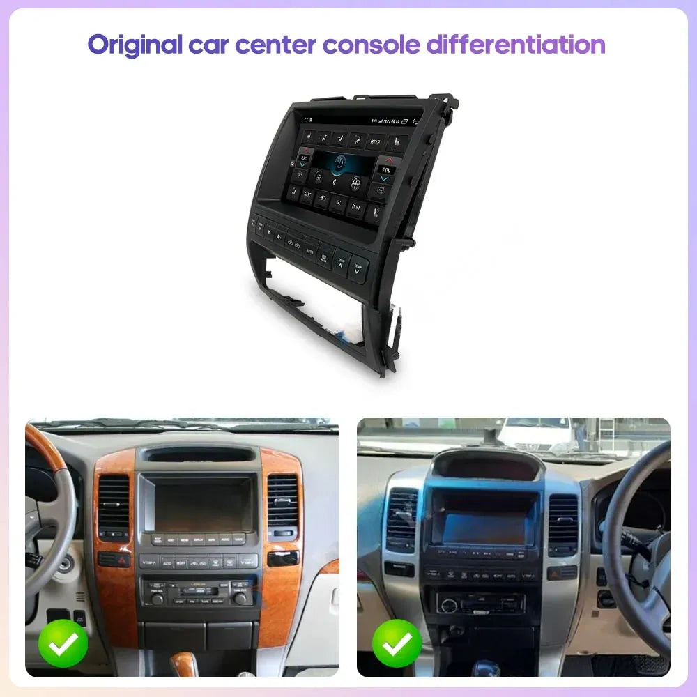 Original car center console differentiation guide for Toyota Prado 120 dashboard compatibility
