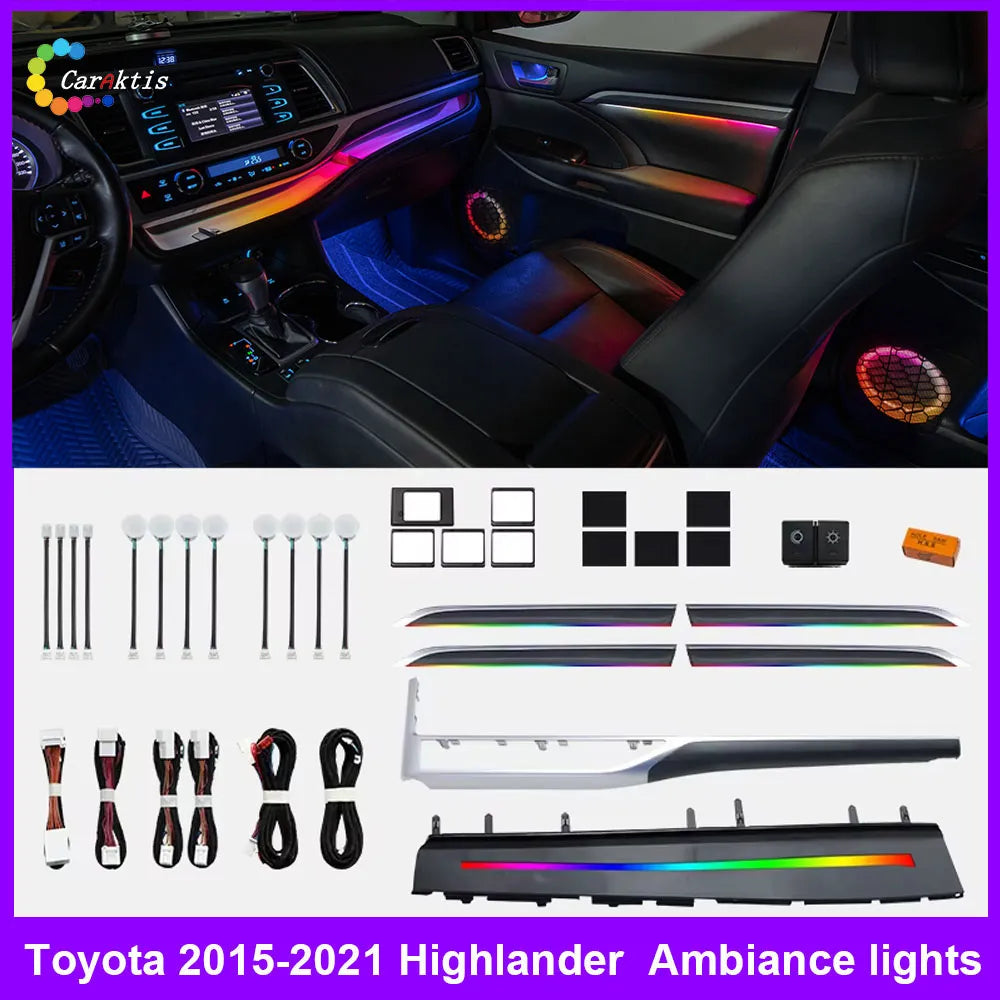 CarAkits 64 Colors LED Ambient Light For Toyota Highlander 2015-2021 ...