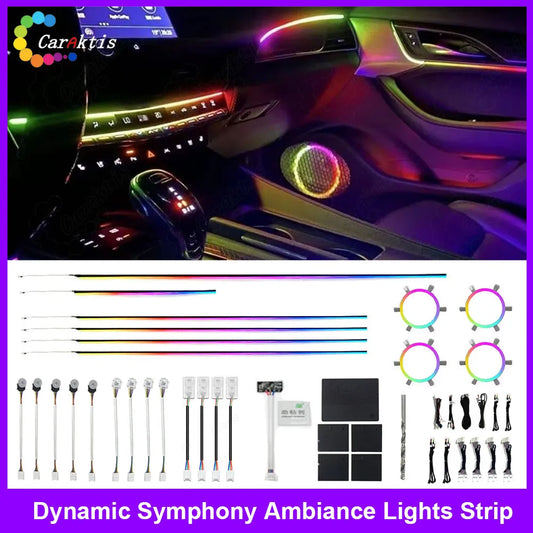 Caraktis 64 Color RGB Dynamic Symphony Car Ambient Light Interior Guide LED Strip Light Decoration Atmosphere Lamp