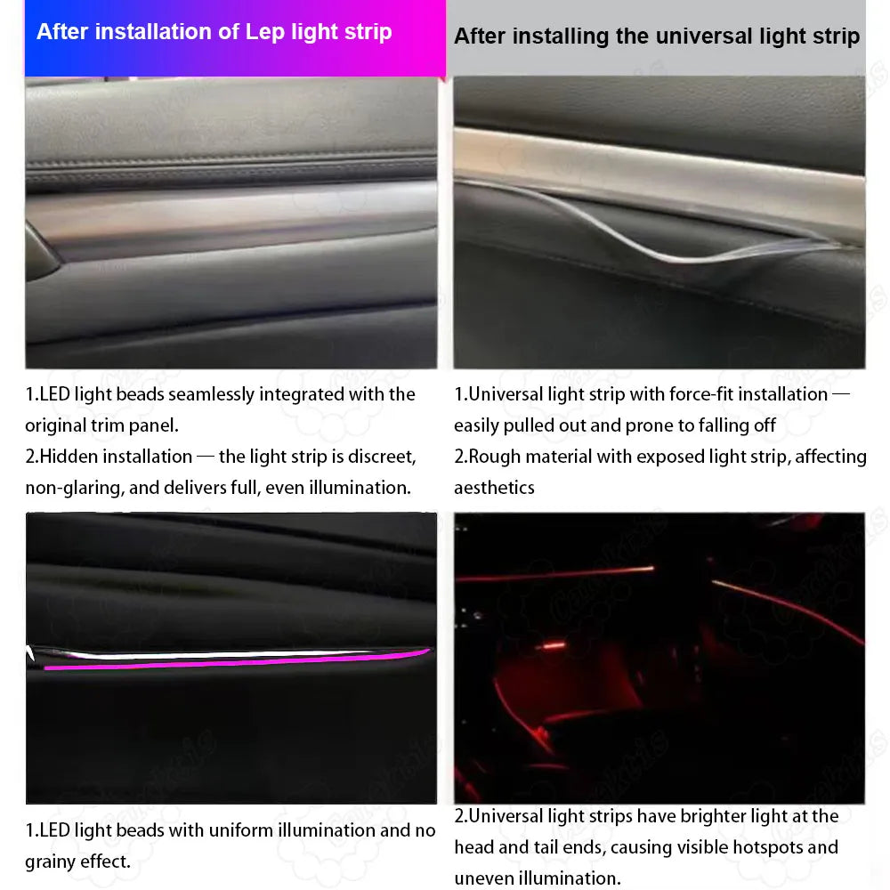 Caraktis 64 Color RGB Dynamic Symphony Car Ambient Light Interior Guide LED Strip Light Decoration Atmosphere Lamp