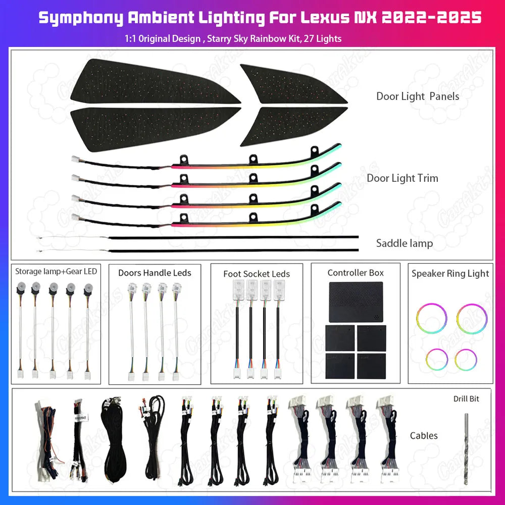 CarAkits Dynamic Light and Shadow Ambinet Light for Lexus NX NX260 NX350h NX400h 2022 - 2025 Automotive Interior Decoration