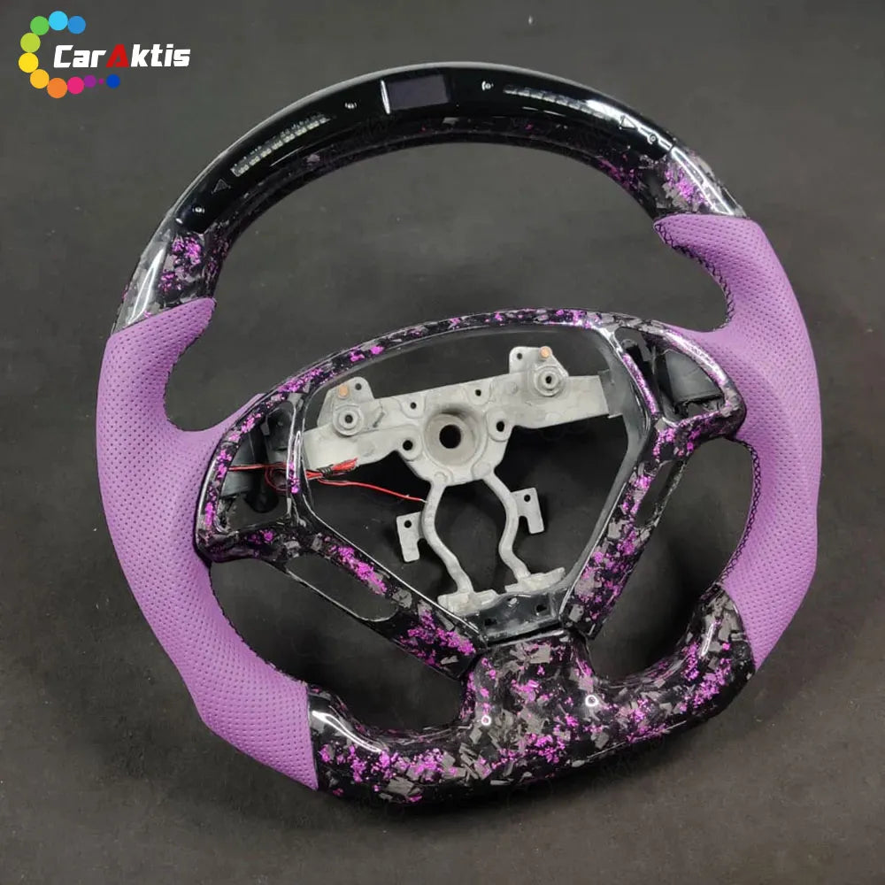 pink perforated leather forged carbon led steering wheel infiniti