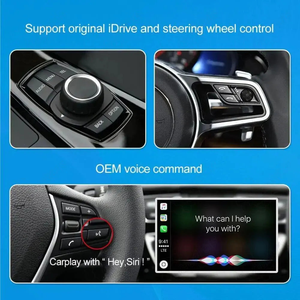 Porsche CarPlay integration supporting original central console knob, steering wheel buttons, and Siri voice command.