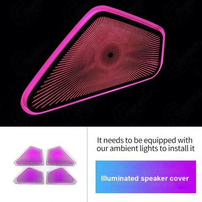 Set of four 1:1 original factory mold door midrange speaker grille covers with integrated LED dynamic ambient lighting for Porsche Cayenne 2024-2026