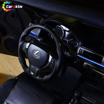 Premium interior upgrade for Lexus: a full carbon fiber steering wheel with perforated leather, designed for 2013-2025 GS models.