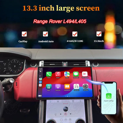 13.3-inch large screen upgrade for Range Rover L494 and L405 with Apple CarPlay and Android Auto.