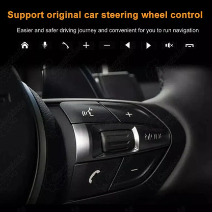 Multi-function steering wheel buttons supporting hands-free calls and audio control for Android car stereo.