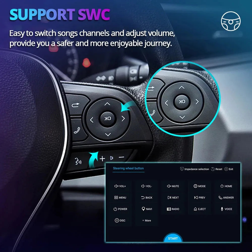 Support for original steering wheel controls (SWC) button learning interface on the Android car stereo.