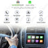 Infotainment system features of the SYNC 3 upgrade kit showing Apple CarPlay UI on the screen, highlighting compatibility with Android Auto, Google Maps, navigation, Bluetooth, WiFi, music streaming, and voice control.