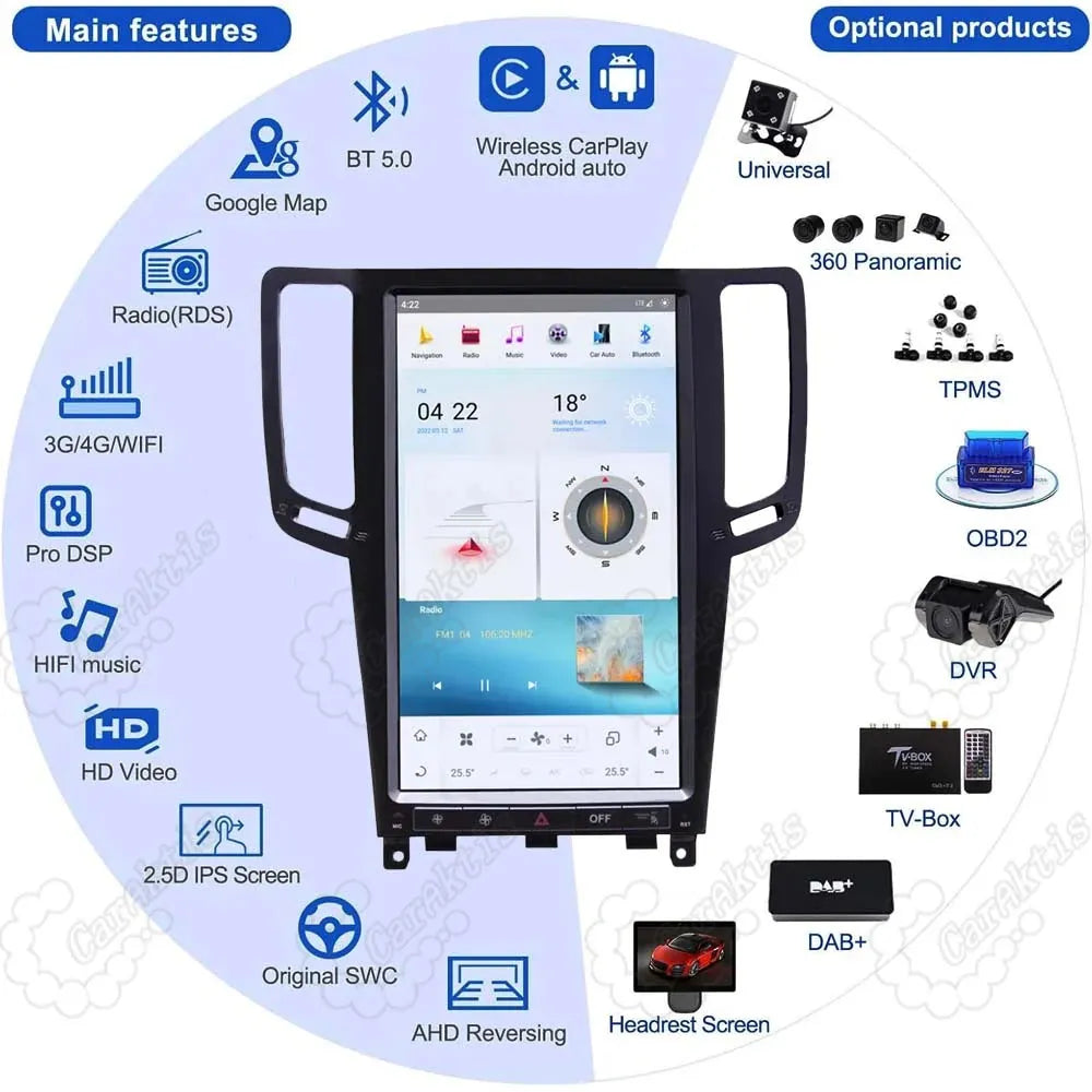 Key features overview and optional accessories for Tesla style vertical Android multimedia unit