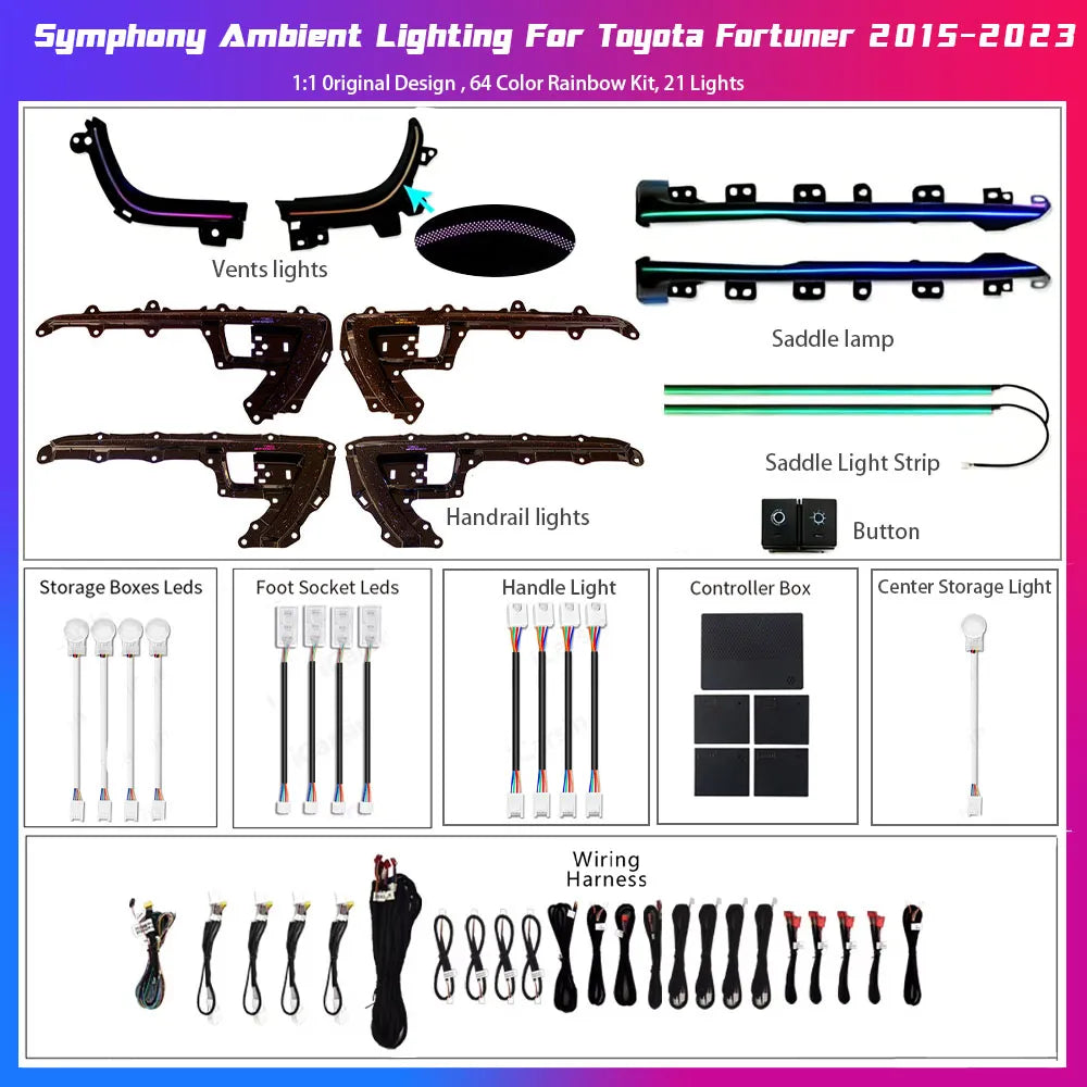21-LED starry style interior atmosphere lighting kit parts for Toyota Fortuner.