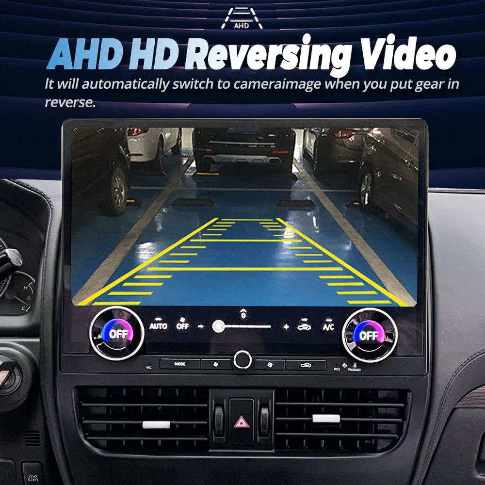Toyota Prado 120 and Lexus GX470 touchscreen display automatically switching to AHD HD reversing video when in reverse.