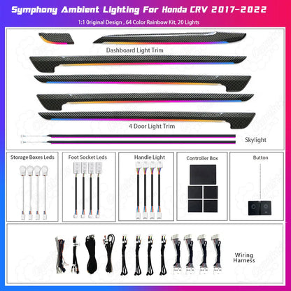 Carbon fiber style ambient light interior trim kit for 2019–2025 Toyota RAV4 and Venza
