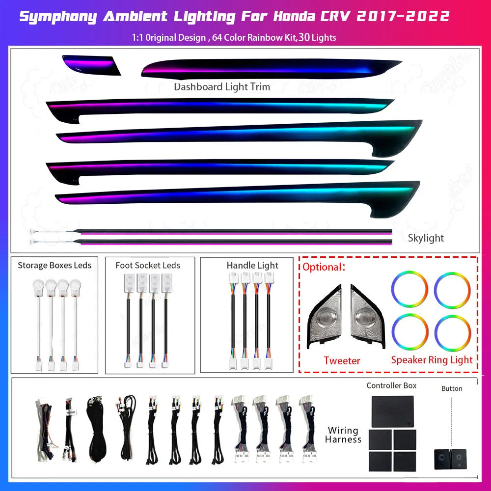 Dynamic Illusion ambient light kit for Toyota RAV4 and Venza with optional illuminated speaker rings