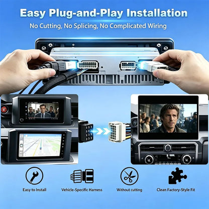 Easy plug-and-play installation with vehicle-specific harness for Toyota Tacoma head unit