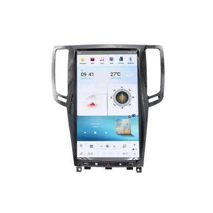 Tesla style vertical Android car head unit with integrated air vent bezel and AC climate controls