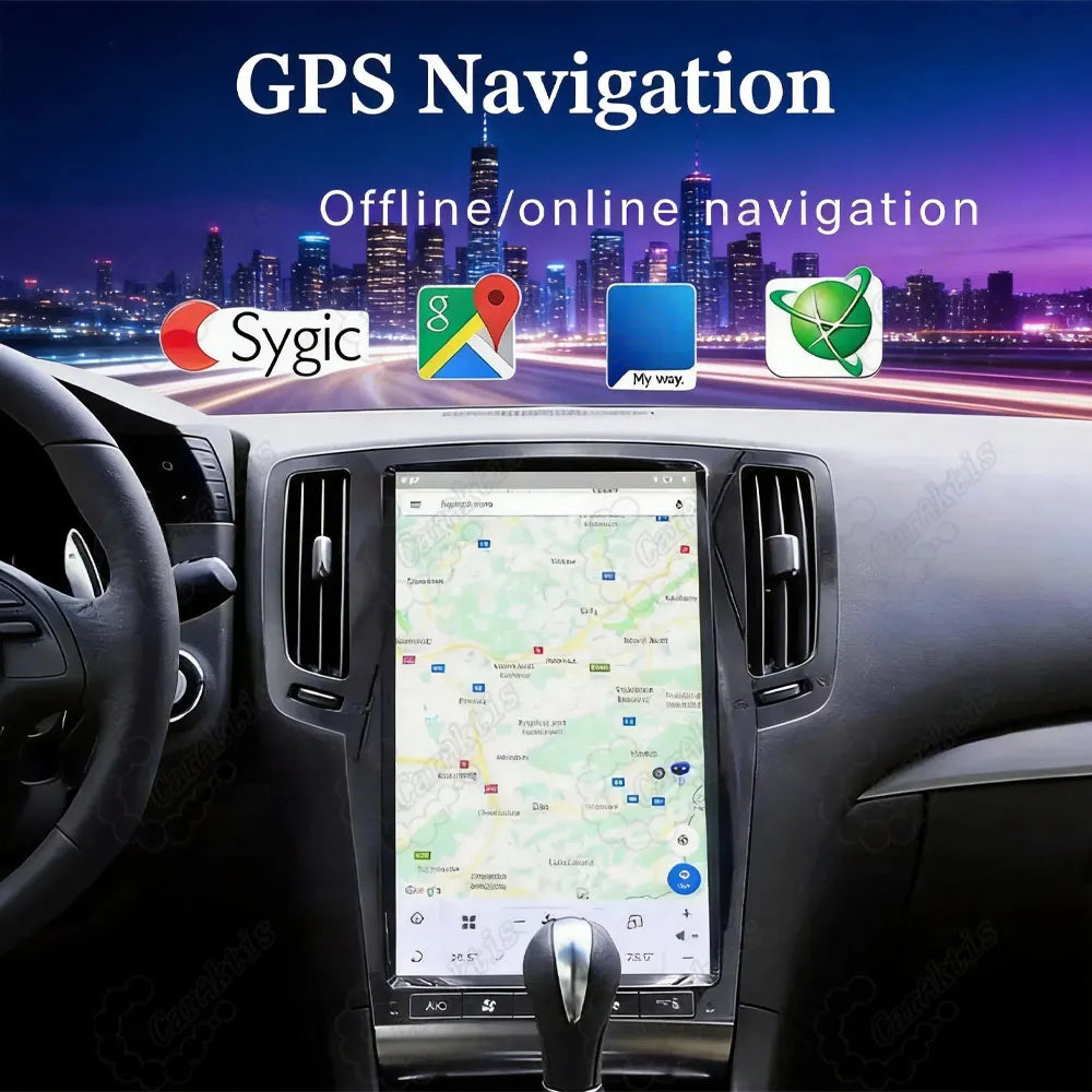 Real-time GPS online and offline navigation map display on large vertical Android touchscreen