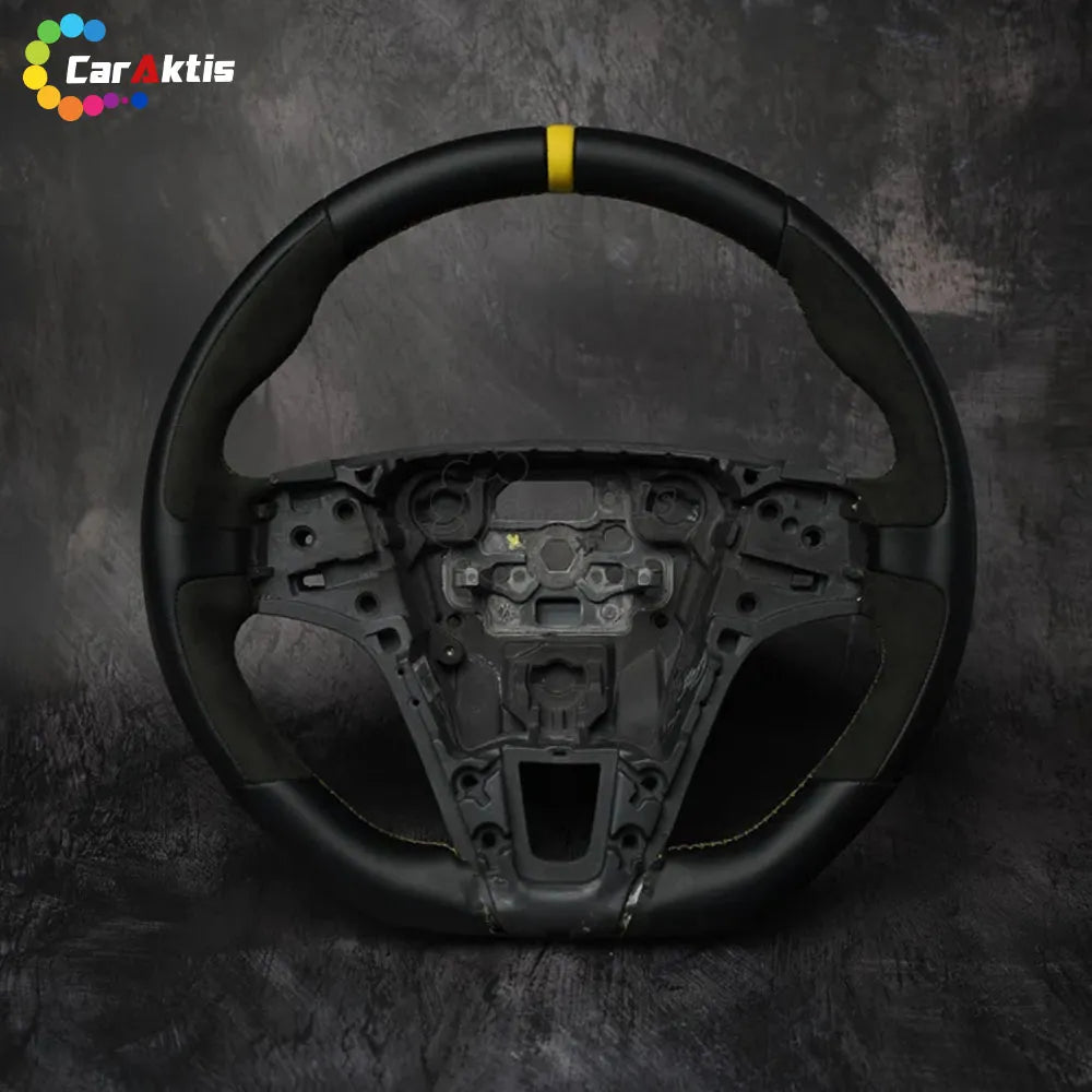 Sports steering wheel for Volvo V40 S80 V70 with Alcantara suede grips and a yellow 12 o&