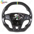 Custom carbon fiber steering wheel for Volvo V60 S60 XC60, featuring a blue and yellow center racing stripe and full carbon finish.