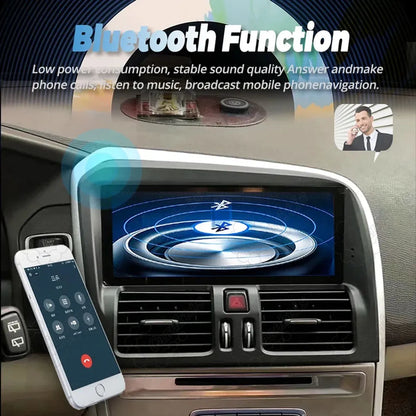 Bluetooth function on Volvo XC60 Android head unit showing hands-free calling and wireless music streaming