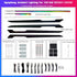 A clean, top-down product package list photo on a pure white background, showing all components of the Caraktis Starry Sky Symphony Ambient Light Kit for Volkswagen Golf 8, including fiber optic cables, LED light strips, main control boxes, and wiring harnesses.