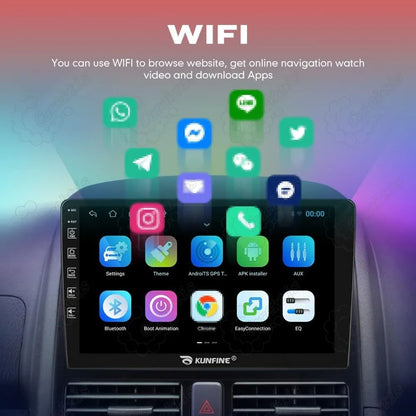 Built-in WiFi connection for downloading apps and media streaming on car multimedia player