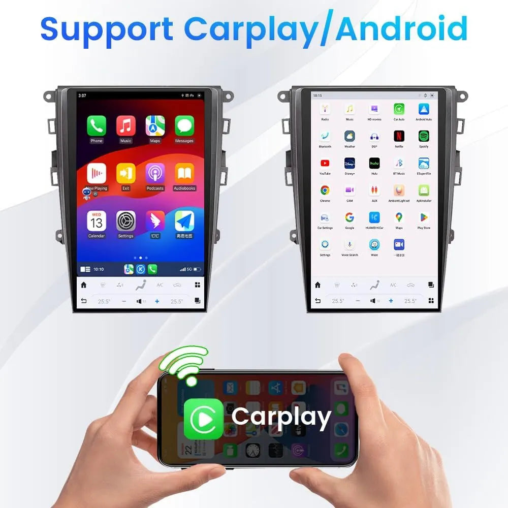 Wireless Apple CarPlay and Android Auto integration on 13.6-inch vertical car screen