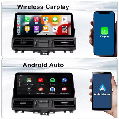Wireless Apple CarPlay and Android Auto integration interface on a 12.3-inch touchscreen display.