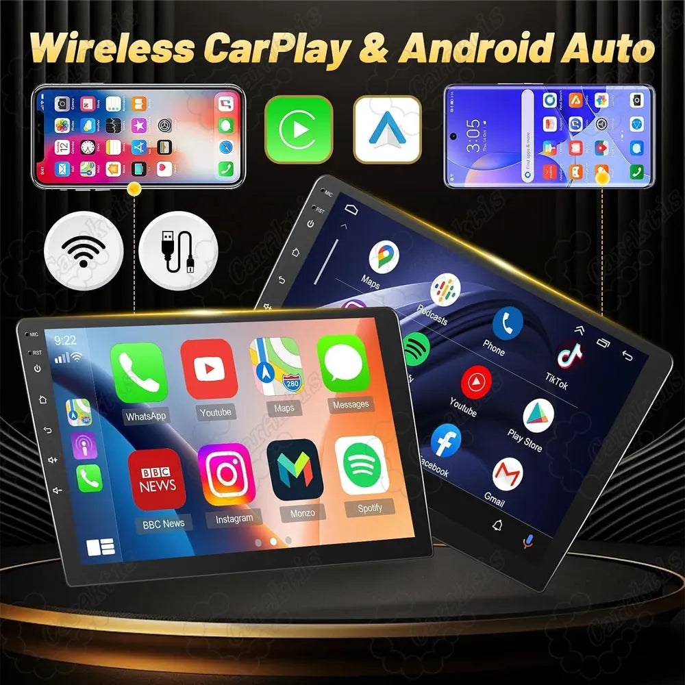 Wireless Apple CarPlay and Android Auto interface running on Mini Cooper touchscreen display