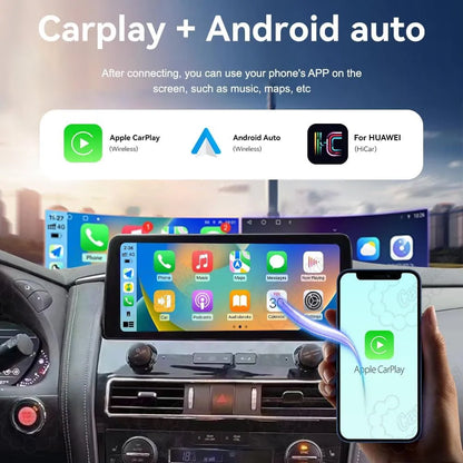 Wireless Apple CarPlay and Android Auto smartphone integration on 12.3-inch car radio display
