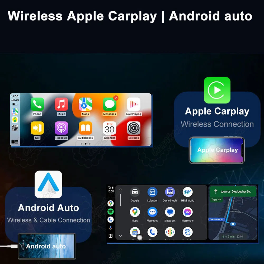 Wireless Apple CarPlay and Android Auto connectivity interface for Range Rover.