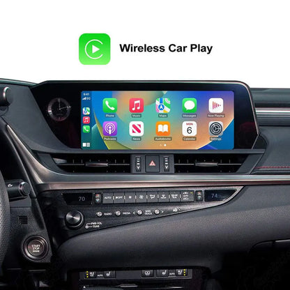 Apple CarPlay home screen displayed on original Lexus factory dashboard screen showing phone, music, maps, and calendar apps.