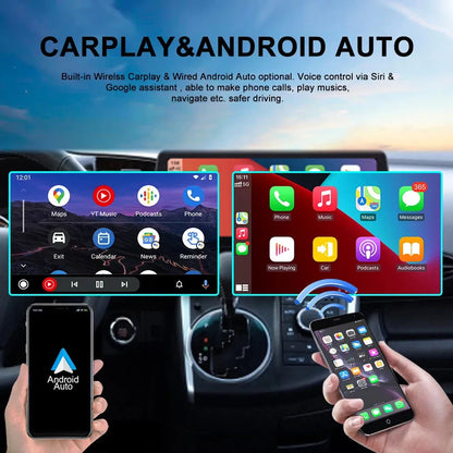 Wireless Apple CarPlay and Android Auto smartphone integration display for Lexus LX570.
