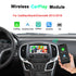 Wireless CarPlay and Android Auto retrofit module kit for Cadillac, Buick, and Chevrolet vehicles model years 2013 to 2019.