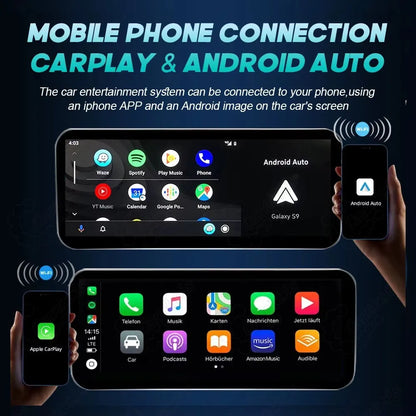 Wireless connection interface for Apple CarPlay and Android Auto on Audi car screen