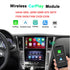 Wireless Apple CarPlay and Android Auto module interface banner for Infiniti Q50, QX60, and Nissan Patrol dashboard upgrade.