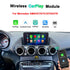 Wireless CarPlay and Android Auto module interface for Mercedes AMG, GT, GTC, GTS, and GTR, showing dashboard display screen and smartphone connection.