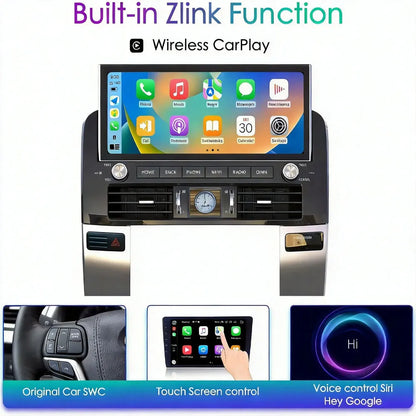 Built-in wireless CarPlay function supporting original steering wheel control and touchscreen navigation on Lexus GX470.
